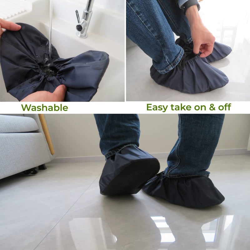 DearyHome Washable Reusable Shoe Boot Covers - Non-Slip, Water-Resistant (2 Pairs, Extra Large) for Contractors & Households - Keep Carpets, Floors, and Rooms Clean - Image 3